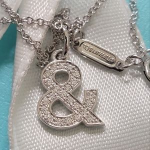 Tiffany & Co 18k White Gold Ampersand 16-18" adjustable Necklace- NEW- Free Auth